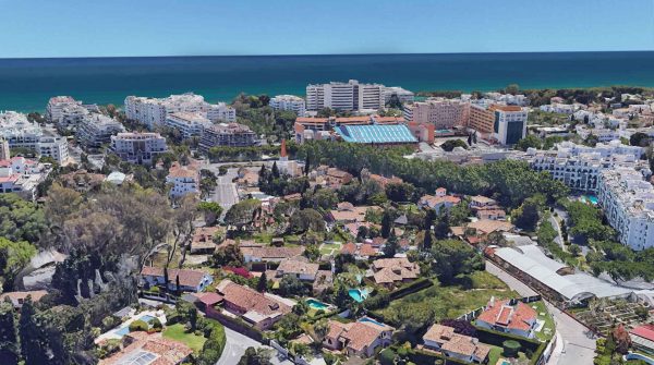 Aerial view of La Merced, area of villas in Marbella centre